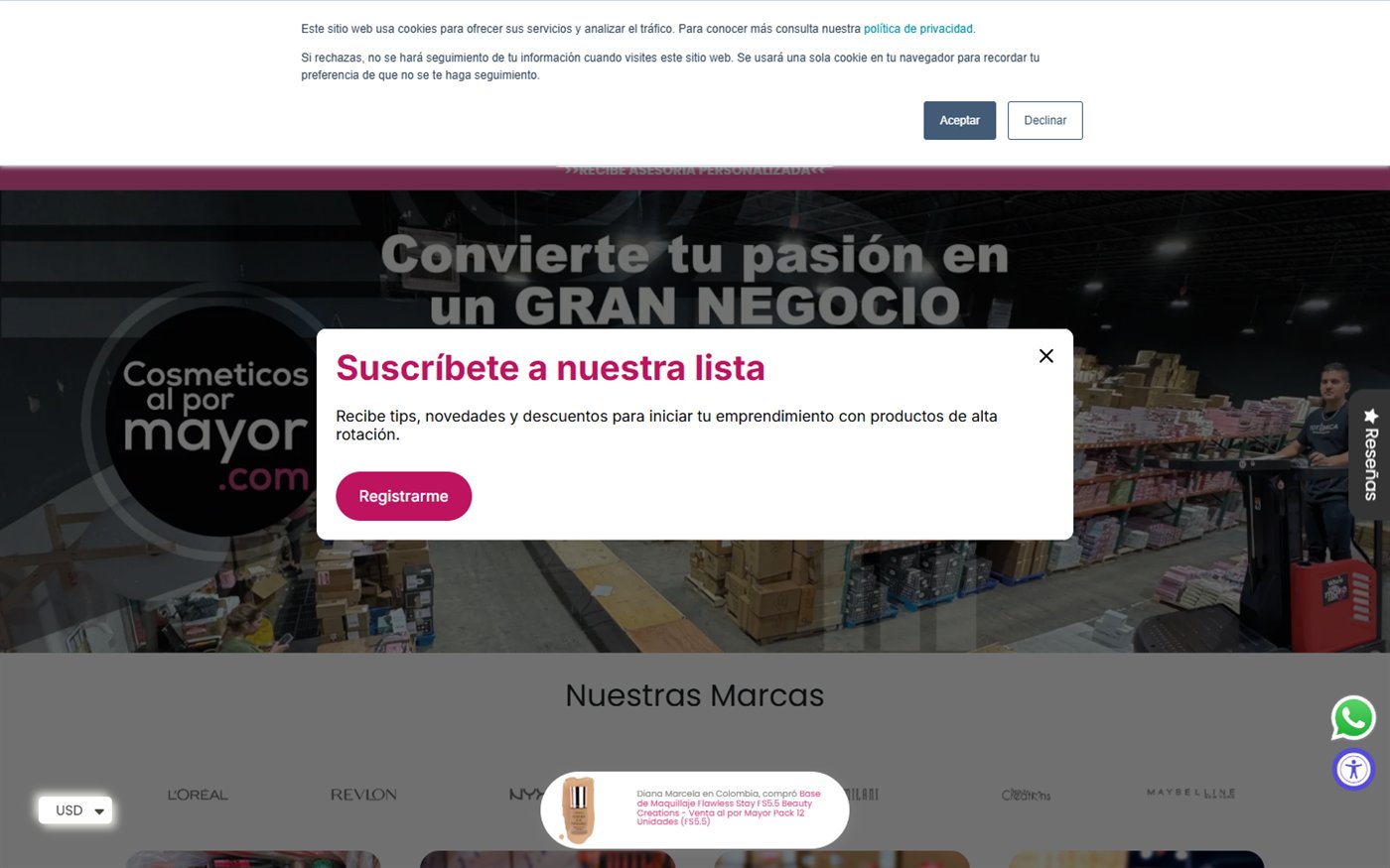 Portada actual de Cosméticos al por Mayor