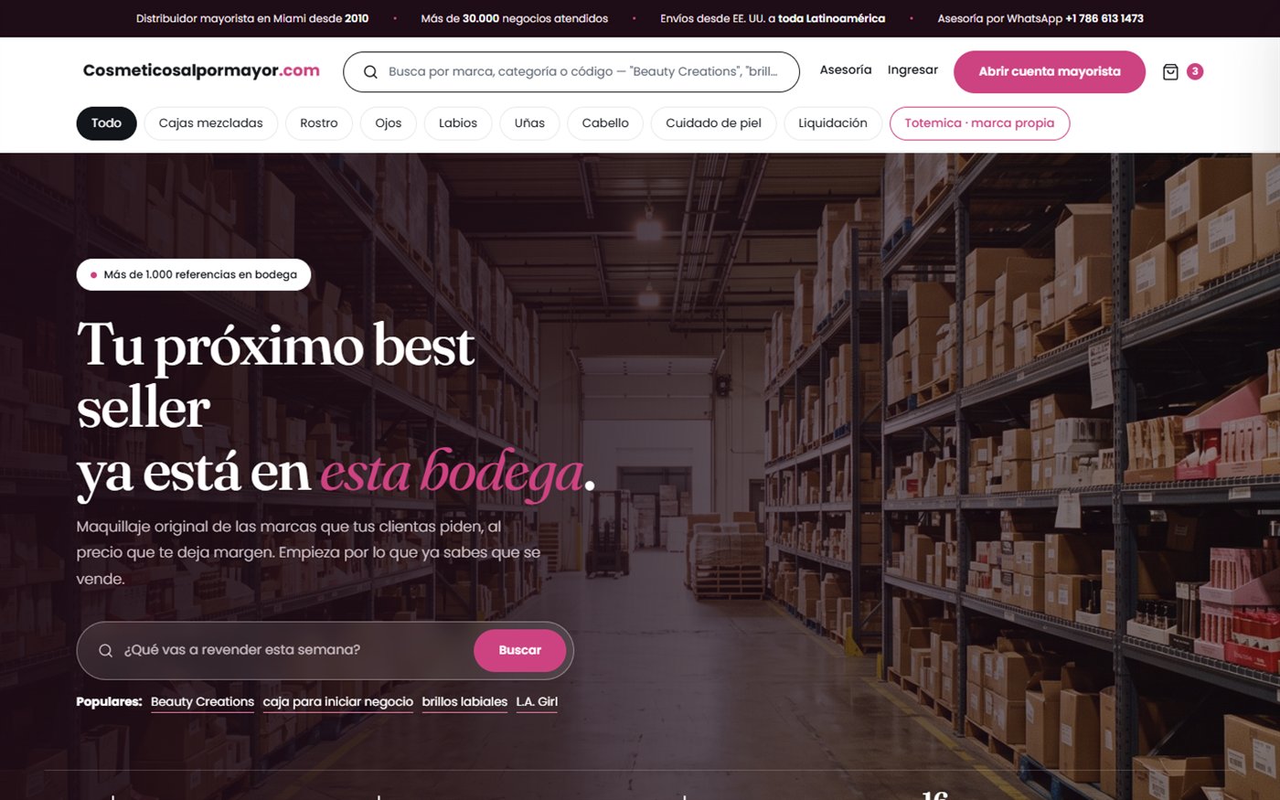 Portada propuesta de Cosméticos al por Mayor